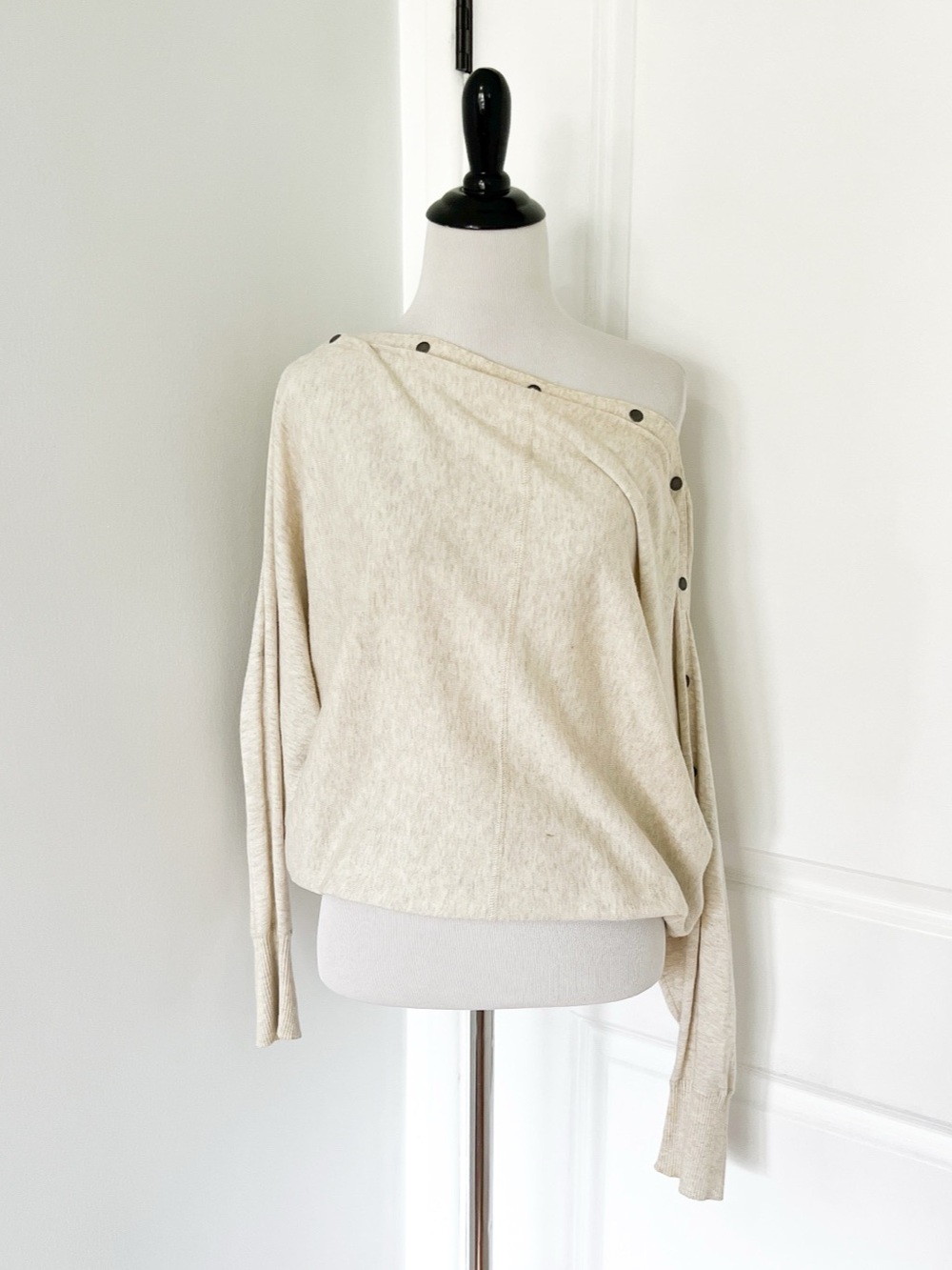AllSaints Elle Jumper Button Detail Top Cream Medium